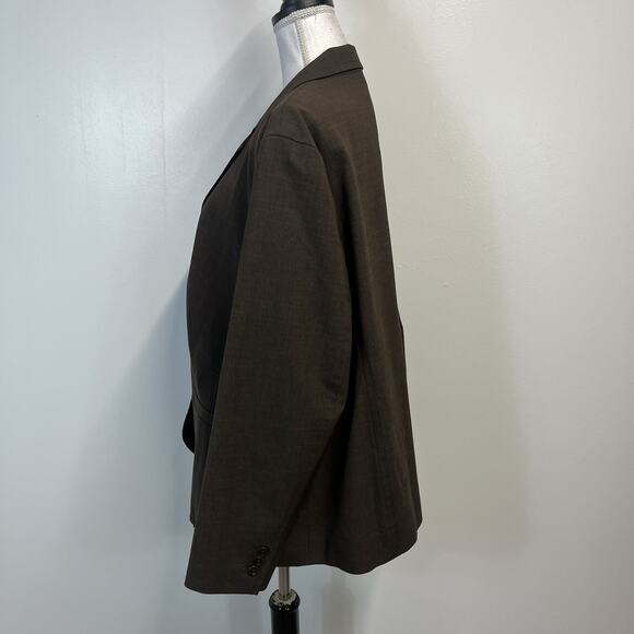 Lands' End Blazer Jacket Plus size 24W Petite Brown Wool Stretch Career Suit - Picture 7 of 10